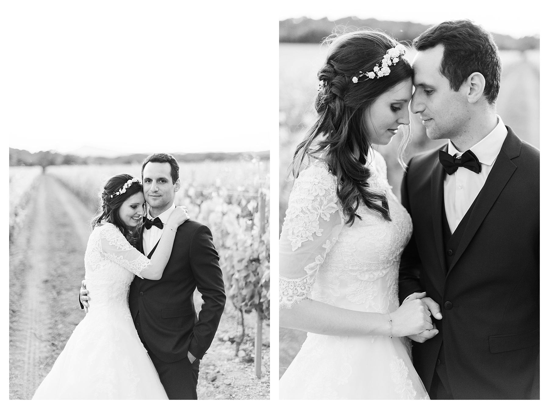 photo couple mariage noir et blanc chateau les crostes